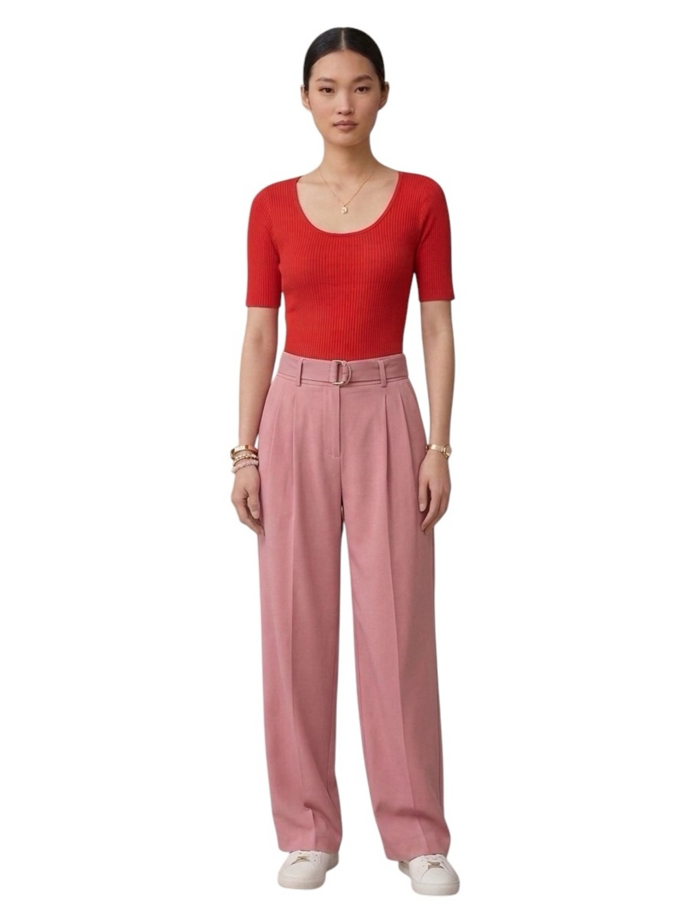 Aritzia pepper 🌶️ red Wilfred ribbed scoop neck top Size S